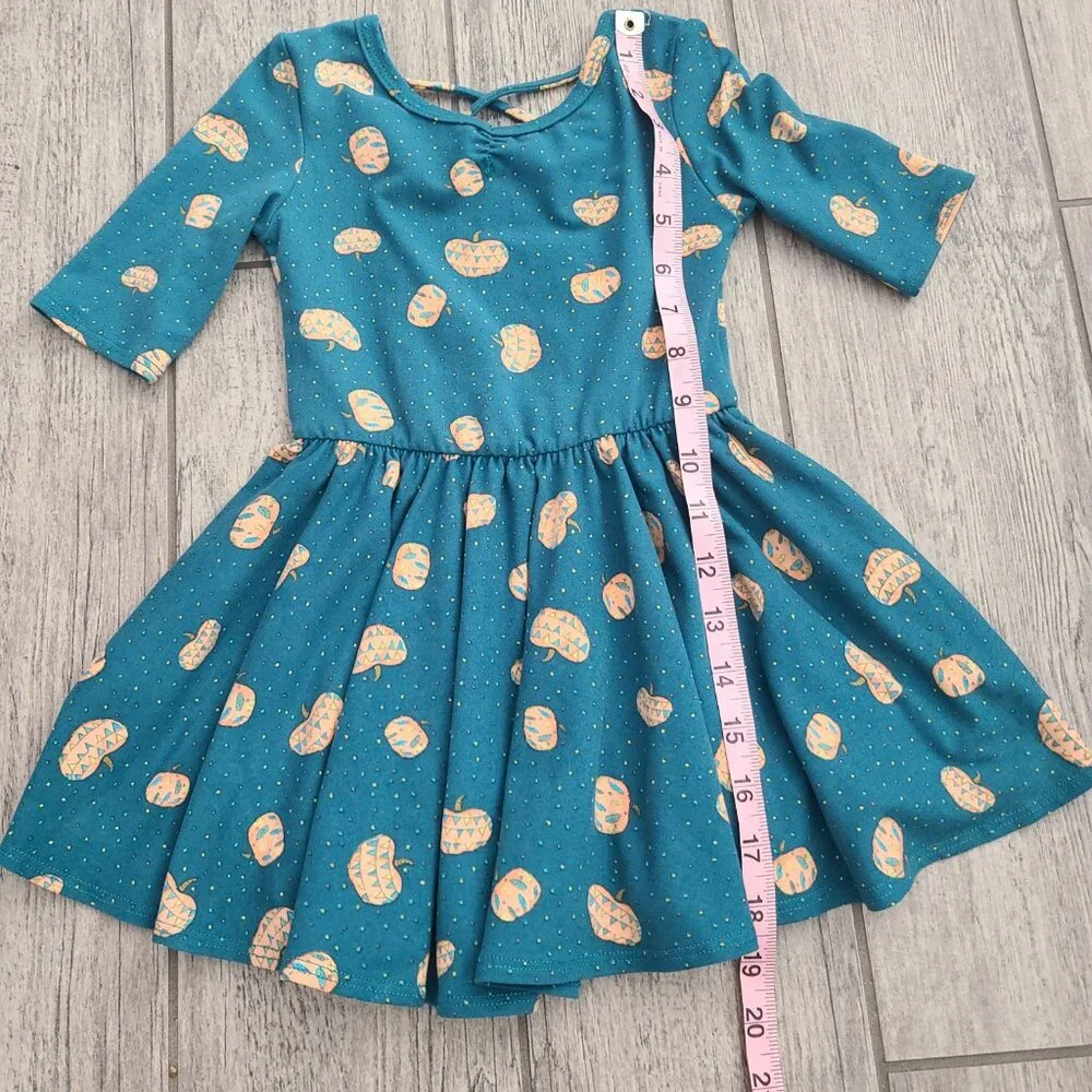 DotDot Smile toddler girls Teal Pumpkin Print Twirl Dress Size 2T